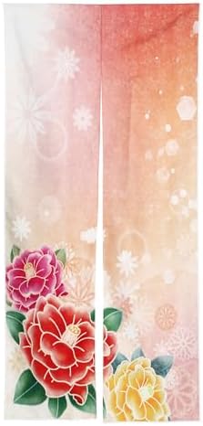 Noren Japanese Style Doorway Curtain with Camellia Print