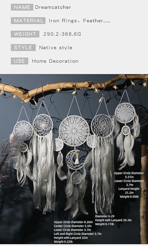 Set of 5 Boho Dream Catcher Wall Decorations