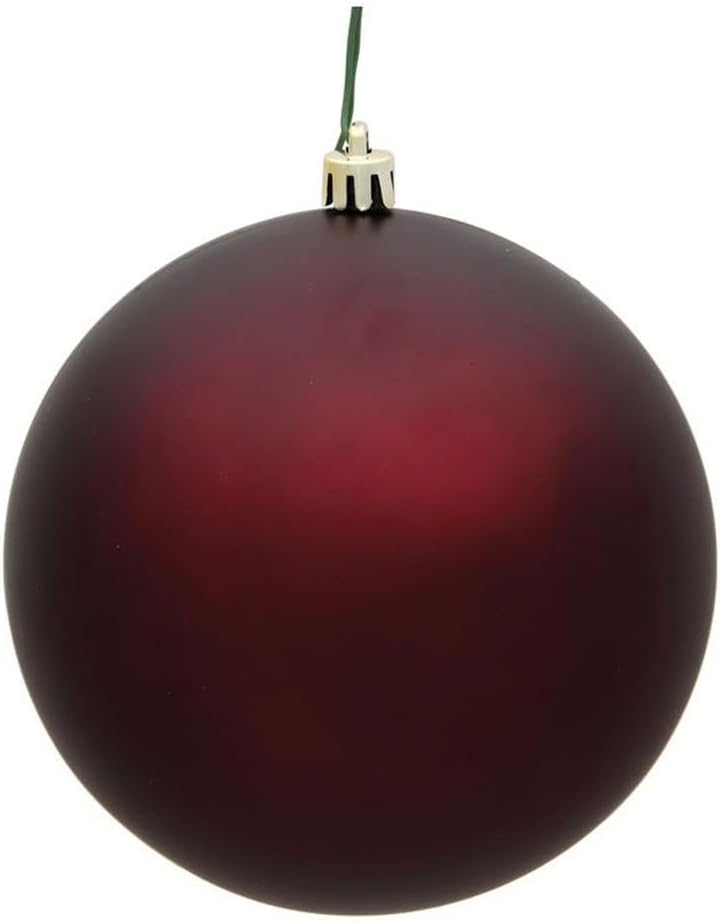 Vickerman 4 Inch Plastic Matte Burgundy Red Ornaments Set of 6
