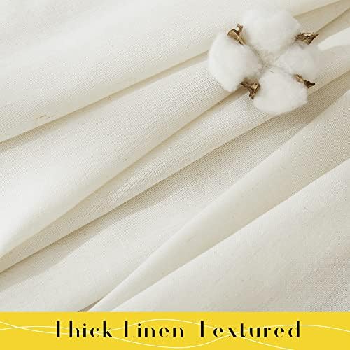 NICETOWN Off White Linen Curtain Panels 84 Inch Tie Top