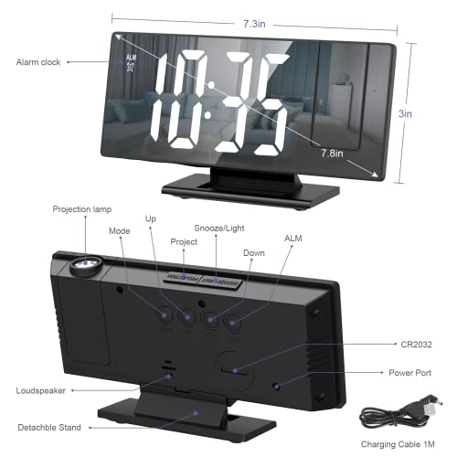 OQIMAX 78 Inch Mirror Projection Alarm Clock