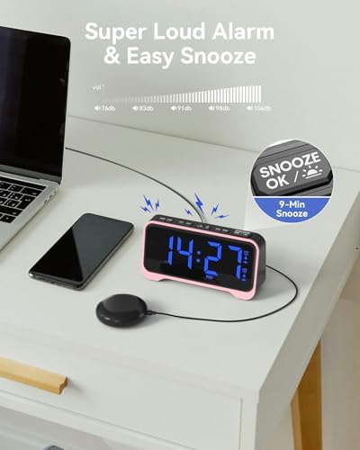 Loud Alarm Clock with Bed Shaker and Night Light
