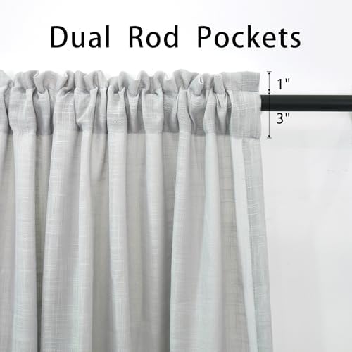 UPOPO Grey Sheer Curtains 2 Panels 52x80 Inch Rod Pocket