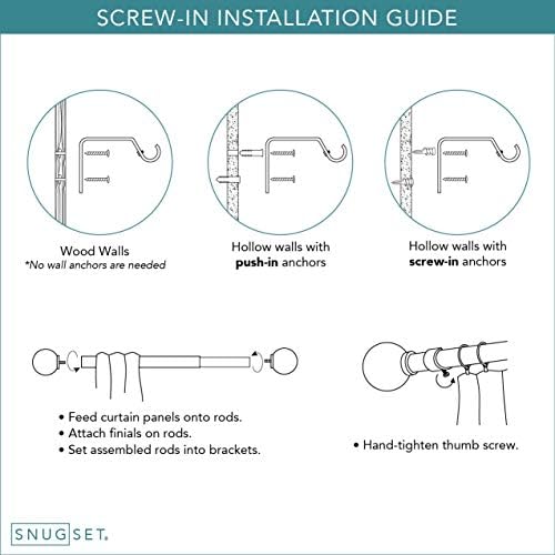 Snug Set Nickel Curtain Rod 36-72 Inch Adjustable No Tools