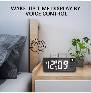 Projection Alarm Clock with USB Charging and Rotatable Mirror Display