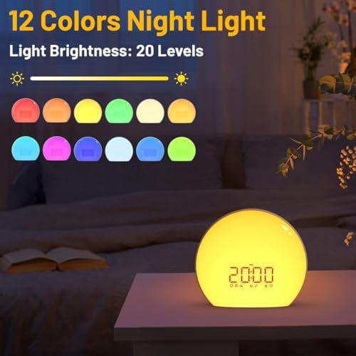 Magicteam Sunrise Alarm Clock with Night Light and Soothing Sounds