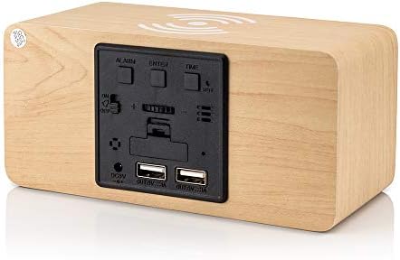 OCT17 Wood Alarm Clock with Qi Wireless Charging