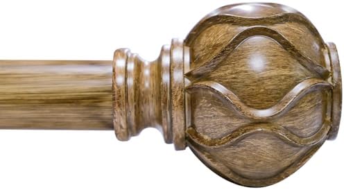 EQURROY Wood Curtain Rod for Windows 28-48 Inches