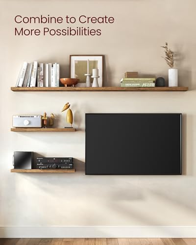 VASAGLE Wall Shelves Set of 3 Floating Shelves Rustic Brown ULWS057B01