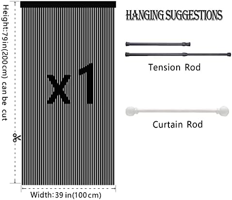 Grey Spaghetti String Curtain Panel 100x200cm