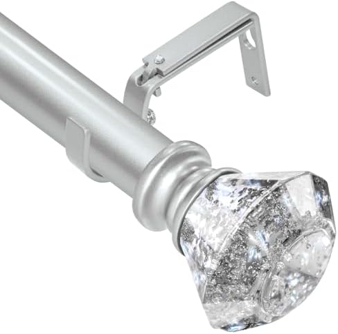 Silver Diamond Curtain Rods 36-88 Inches Adjustable Single Rod