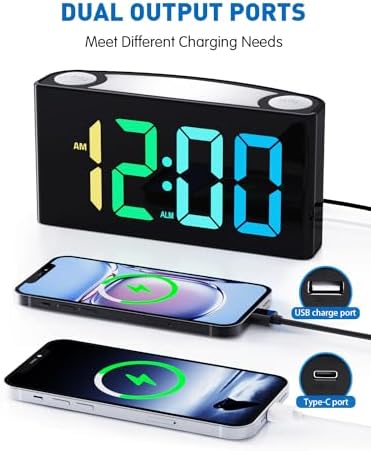PPLEE RGB Vibrating Alarm Clock with Bed Shaker