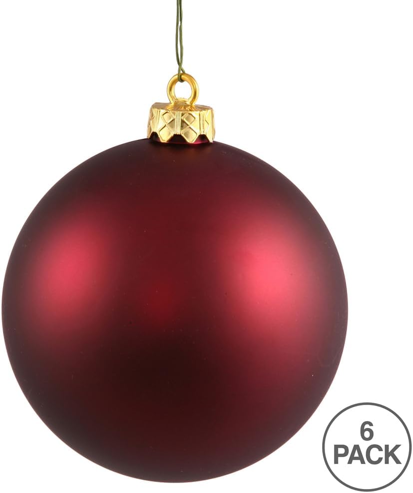 Vickerman 4 Inch Wine Matte Ball Ornament 6 Pack