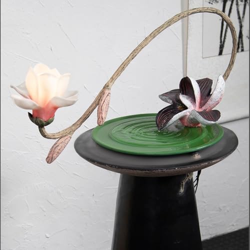 Pink Magnolia Tabletop Fountain with Zen Design