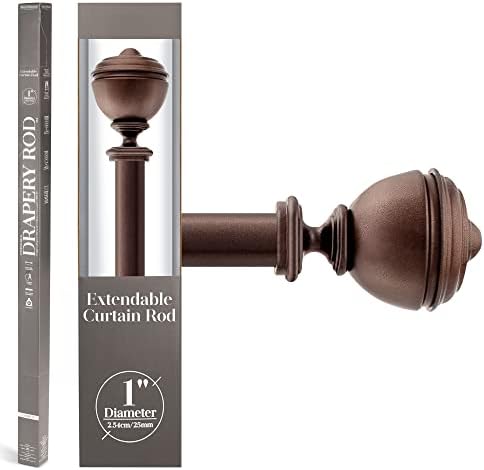 Deco Window Adjustable Brown Curtain Rod 36-66 Inches