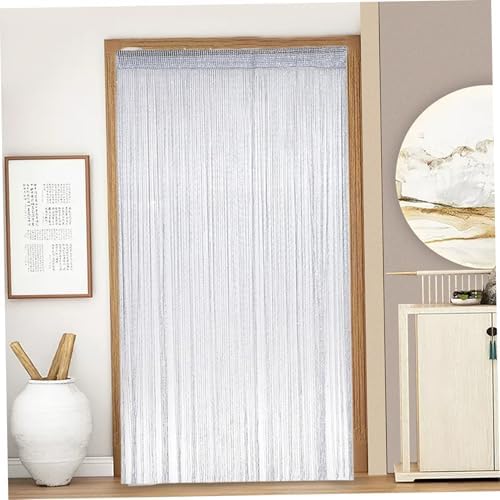 2Pcs String Curtains for Doorways 39x79 Silver Grey Glitter Beaded Panel