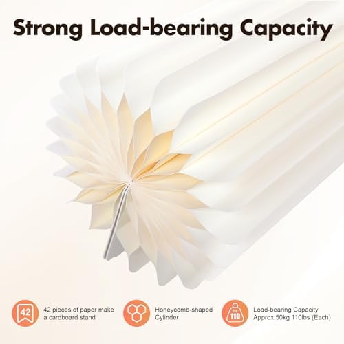 3PCS Foldable Cardboard Cylinder Pedestal Stands with Clear Acrylic Plates