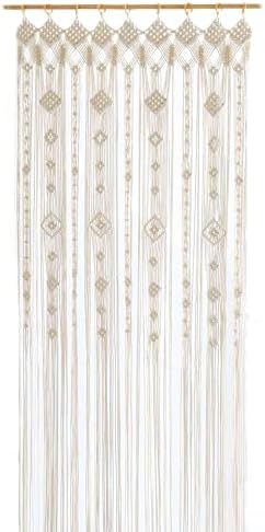 Boho Macrame Curtain with Woven Grommets 79x35 Inches