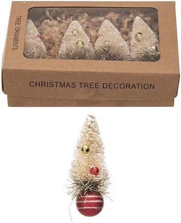 Creative Co Op Sisal Bottle Brush Tree Ornaments Set of 4