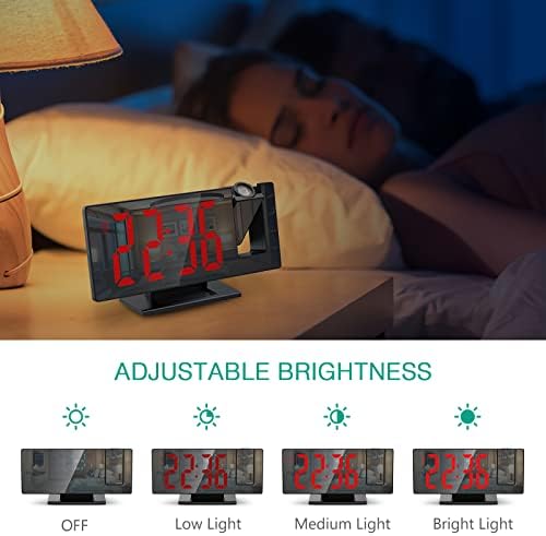 ORIA Projection Alarm Clock with LED Mirror and Snooze