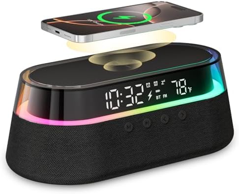6-in-1 Smart Alarm Clock with Wireless Charging and LED Light