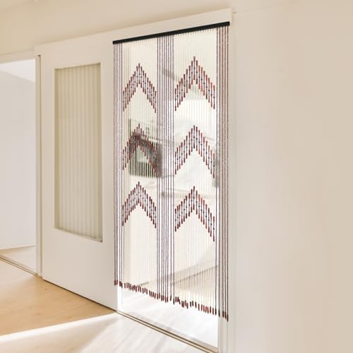 Bamboo Beaded Curtain Door Divider 75x35 Brown 52 Strands