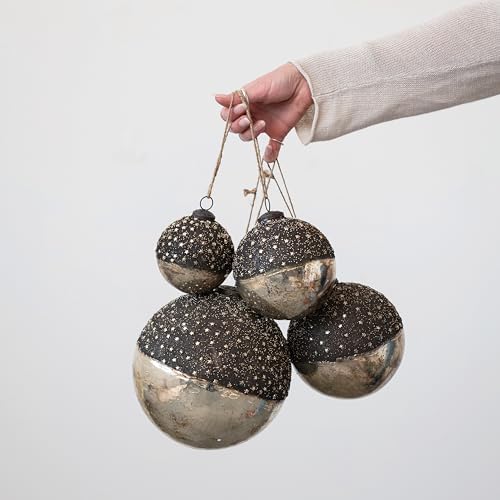 Creative Co Op Large Mercury Glass Ball Ornament with Stars