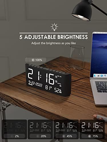 Roxicosly Wooden Digital Alarm Clock with Dual Alarm and Dimmer
