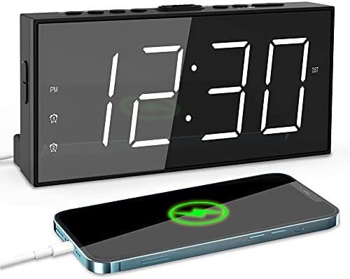 75 Inch LED Alarm Clock with Dual Alarms and USB Charging
