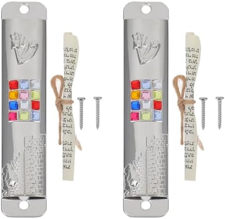 LUOZZY 2 Sets Silver Metal Mezuzah Door Decoration