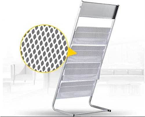 GENMO Floor-Standing Magazine Rack with 4 Large Shelves in Silver