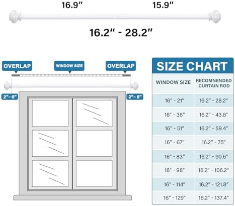 HVERSAILTEX Adjustable Curtain Rods 34 Inch White