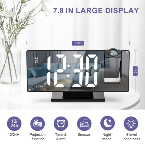 OQIMAX 78 Inch Mirror Projection Alarm Clock
