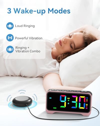 Loud Alarm Clock with Bed Shaker and Night Light