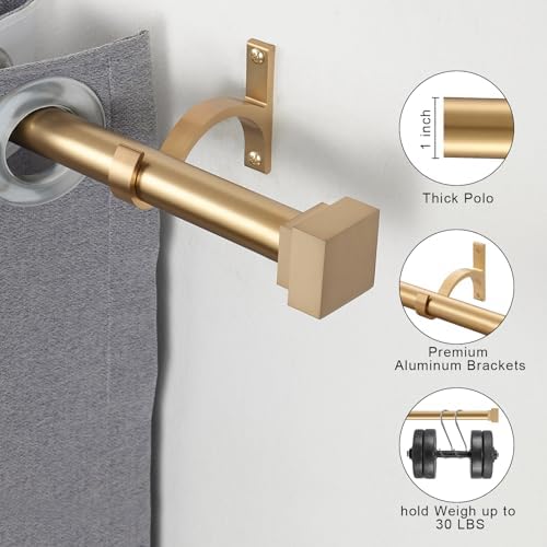 YuMierle Single Curtain Rods 72-144 Inch Warm Gold
