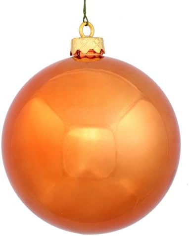 Vickerman 6 Inch Burnish Orange Shiny Ball Ornament 4 per Box
