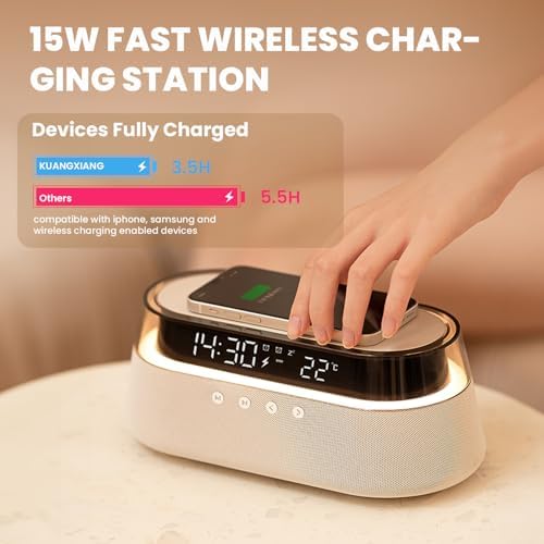 6-in-1 Smart Alarm Clock with Wireless Charging and LED Light