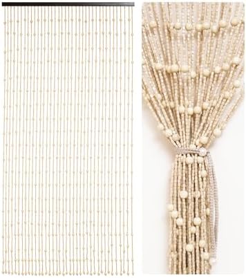 38 Strands Beaded Bamboo Curtain - Beige 354 x 787 Inch