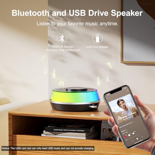 5 in 1 Alarm Clock with Wireless Charger and Bluetooth Speaker