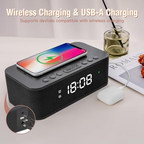 Dual Alarm Clock Radio with Bluetooth and White Noise