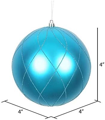 Vickerman 4 Inch Turquoise Matte Glitter Swirl Ball Ornament 4 per Box