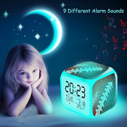 Rugby Ball Alarm Clock with LED Nightlight