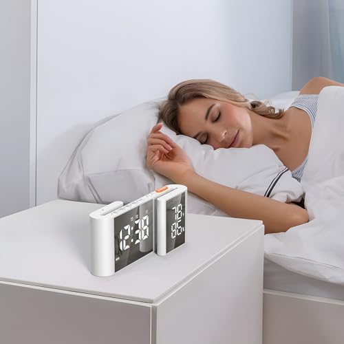 Vauno S-Shaped Alarm Clock with Dual Display and FM Radio