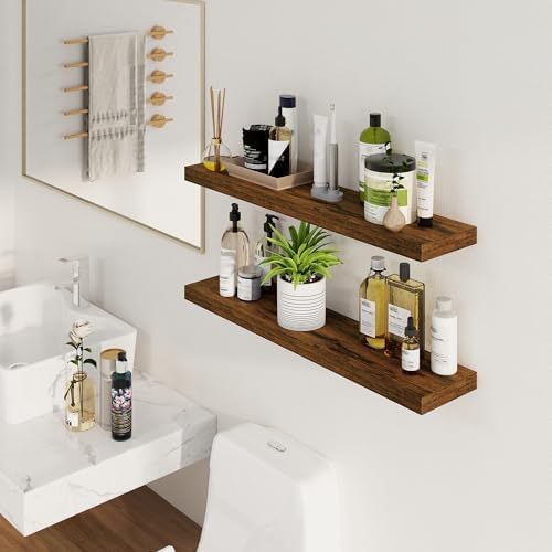 Fun Memories 36 Inch Floating Shelves Set of 2 Brown