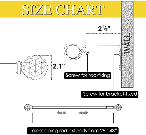 NICETOWN Adjustable Curtain Rods 28-48 Inch Matte Black