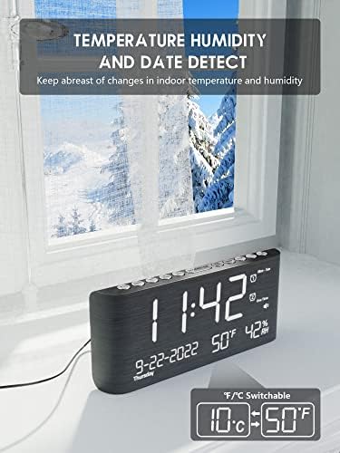 Roxicosly Wooden Digital Alarm Clock with Dual Alarm and Dimmer