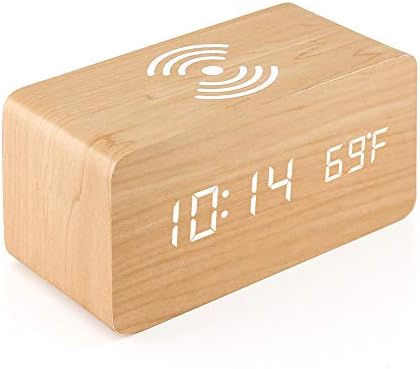 OCT17 Wood Alarm Clock with Qi Wireless Charging