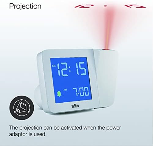 Braun Digital Projection Alarm Clock with 4 Backlight Options and Negative LCD Display