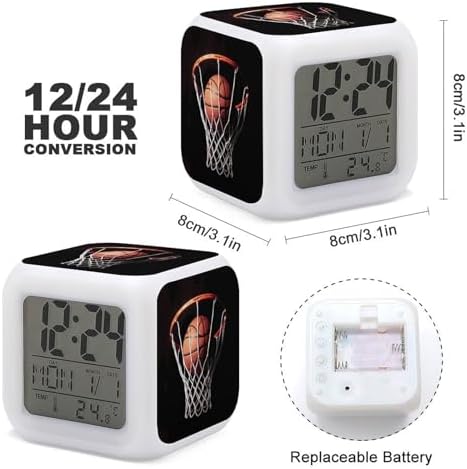 LED Alarm Clock with Basketball Print