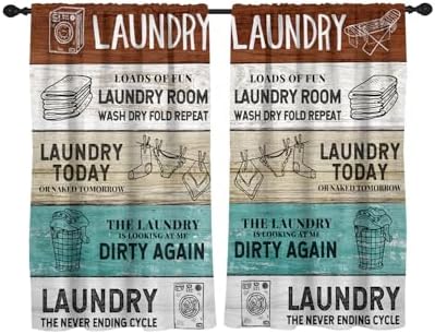 Zokyer Wooden Teal Brown Curtain with Funny Quotes for Bedroom Window Treatment